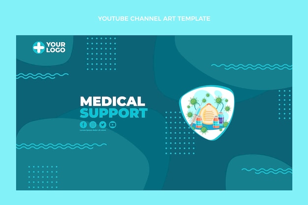 Flat design medical support youtube channel