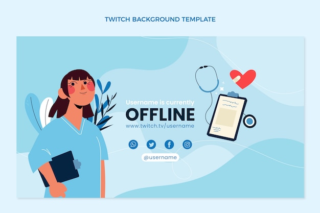 Flat design medical twitch background template