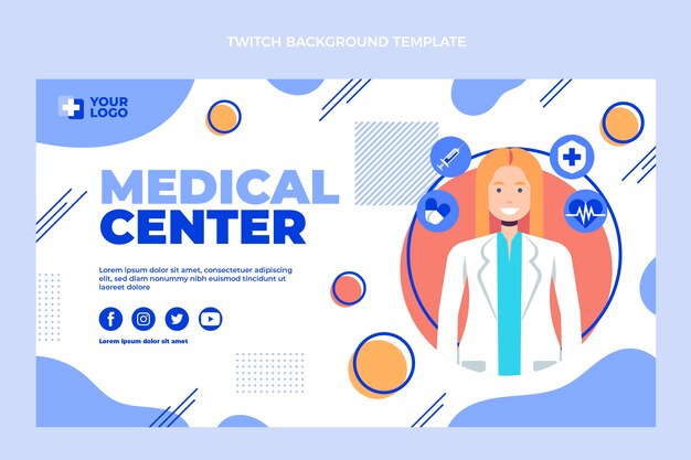 Flat design medical twitch background