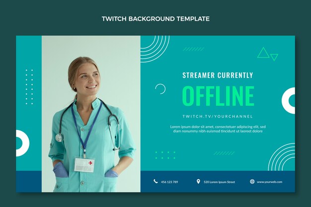 Flat design medical twitch background