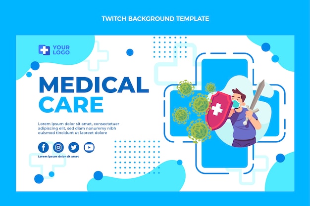 Flat design medical twitch background