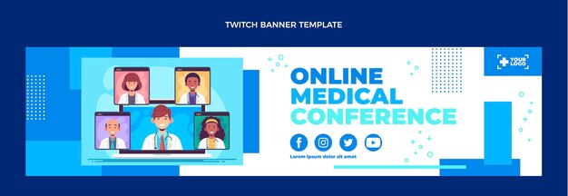 Flat design medical twitch banner