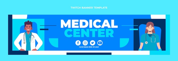 Flat design medical twitch banner