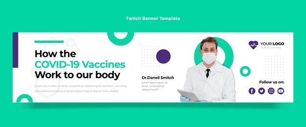 Flat design of medical twitch banner