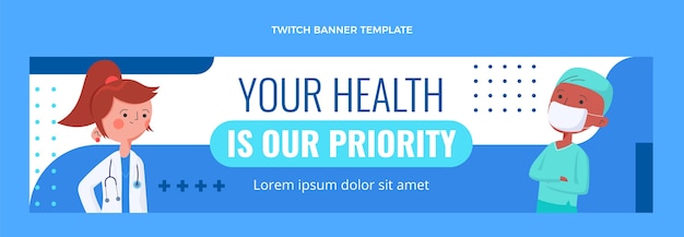 Flat design medical twitch banner