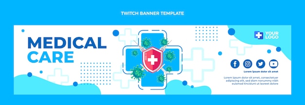 Free Vector flat design medical twitch banner