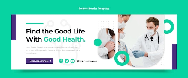 Flat design of medical twitter header