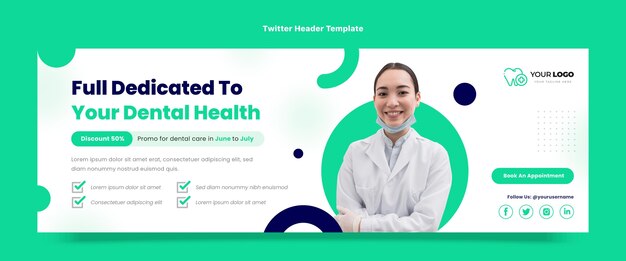 Flat design of medical twitter header