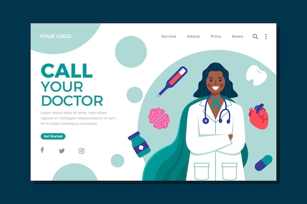 Free Vector flat design medical web template