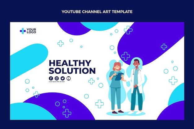 Free Vector flat design of medical youtube channel art