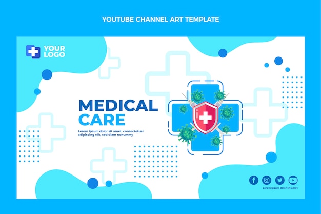 Flat design medical youtube channel art