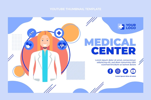 Free Vector flat design medical youtube thumbnail