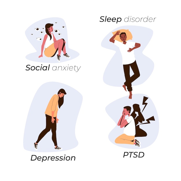 Free Vector flat design mental disorders set