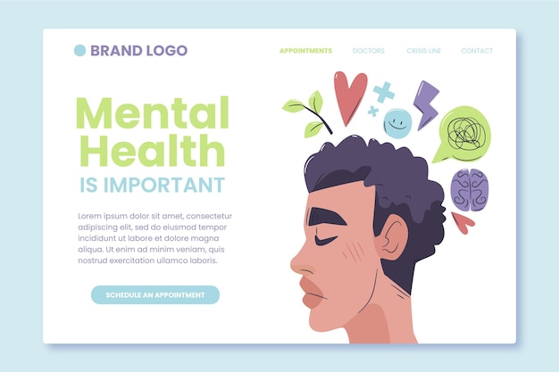 Flat design mental health landing page