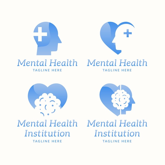 Flat design mental health logo collection