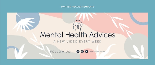 Flat design mental health twitter header