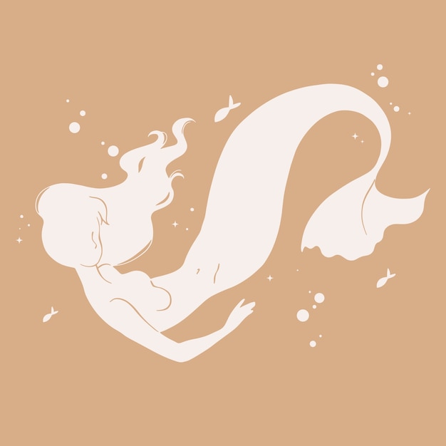 Flat design mermaid silhouette illustration