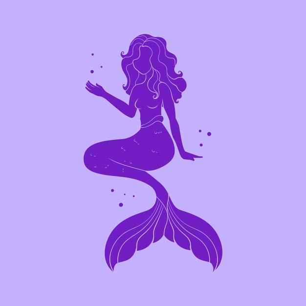 Flat design mermaid silhouette illustration