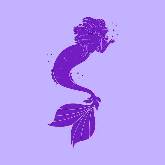 Flat design mermaid silhouette illustration