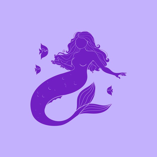 Flat design mermaid silhouette illustration