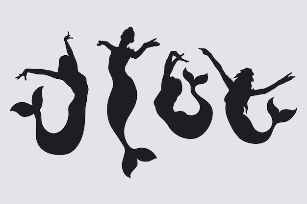 Free Vector flat design mermaid silhouette illustration