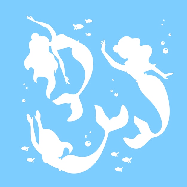 Free vector flat design mermaid silhouette illustration