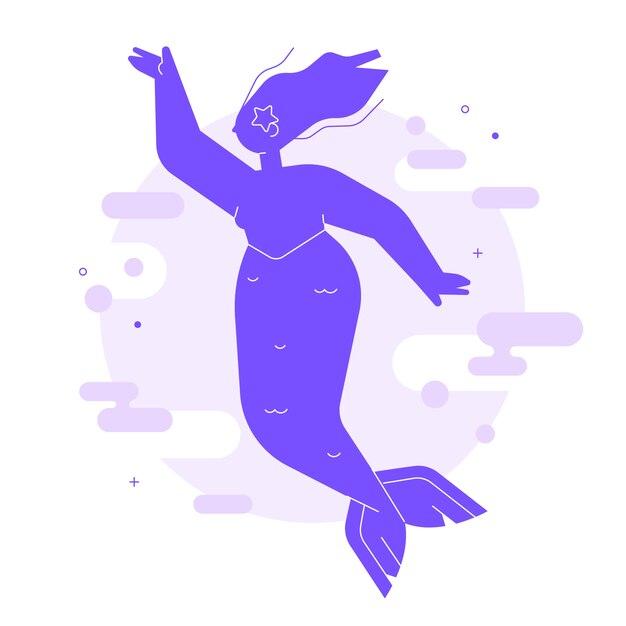 Flat design mermaid silhouette illustration