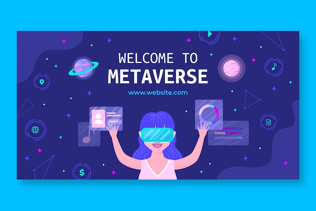 Flat design metaverse concept facebook post