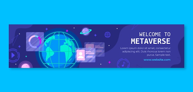 Flat design metaverse concept twitch banner