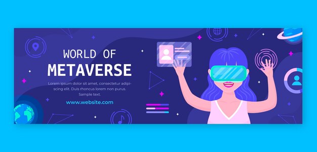 Flat design metaverse concept twitter header