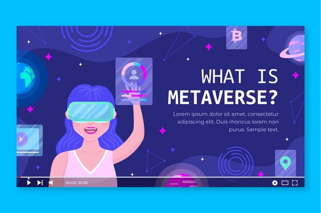 Flat design metaverse concept youtube thumbnail