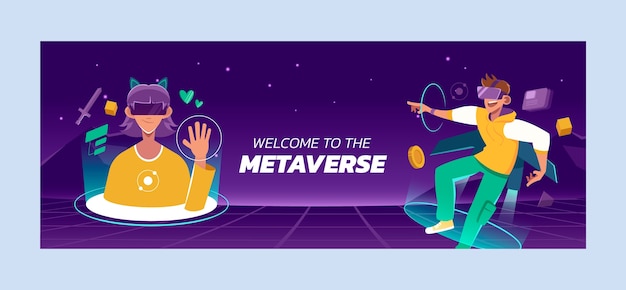 Free Vector flat design metaverse facebook cover