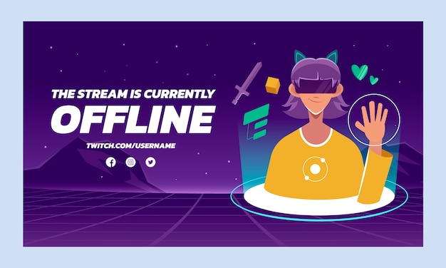 Free Vector flat design metaverse twitch background