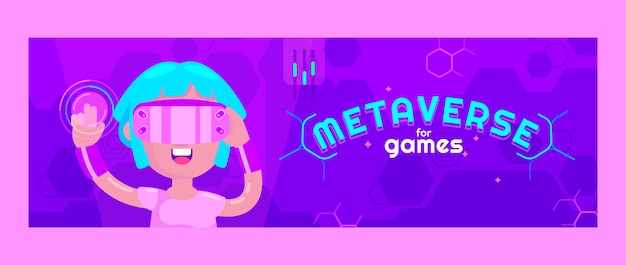 Flat design metaverse twitter header