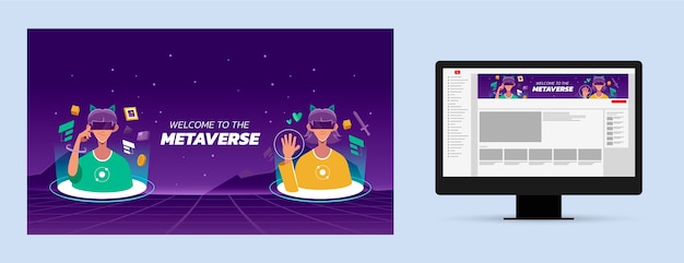 Free Vector flat design metaverse youtube channel art