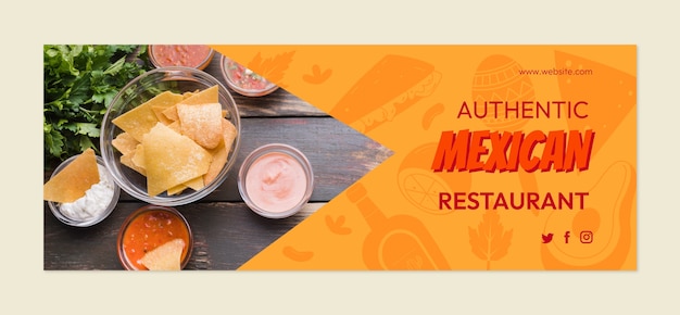 Free Vector flat design mexican food restaurant facebook cover