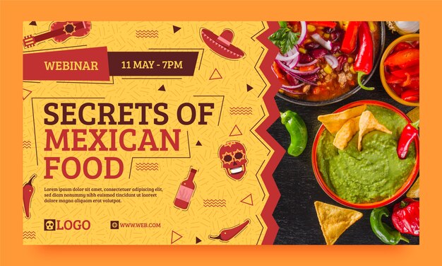 Flat design mexican restaurant webinar