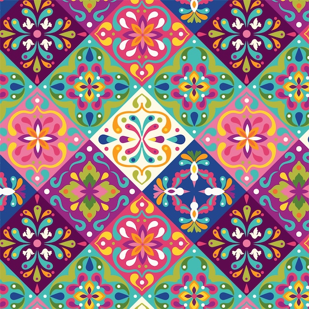 Free Vector flat design mexican talavera pattern