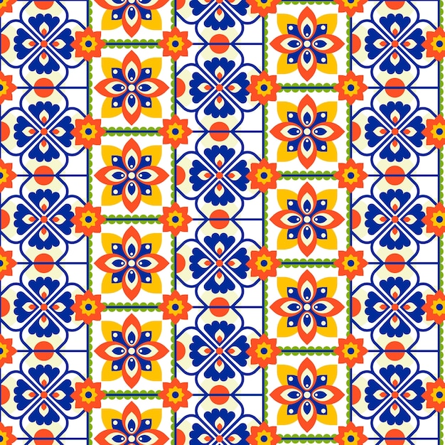 Free Vector flat design mexican talavera pattern