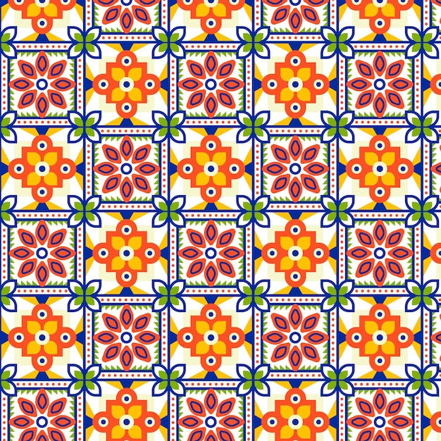 Free vector flat design mexican talavera pattern