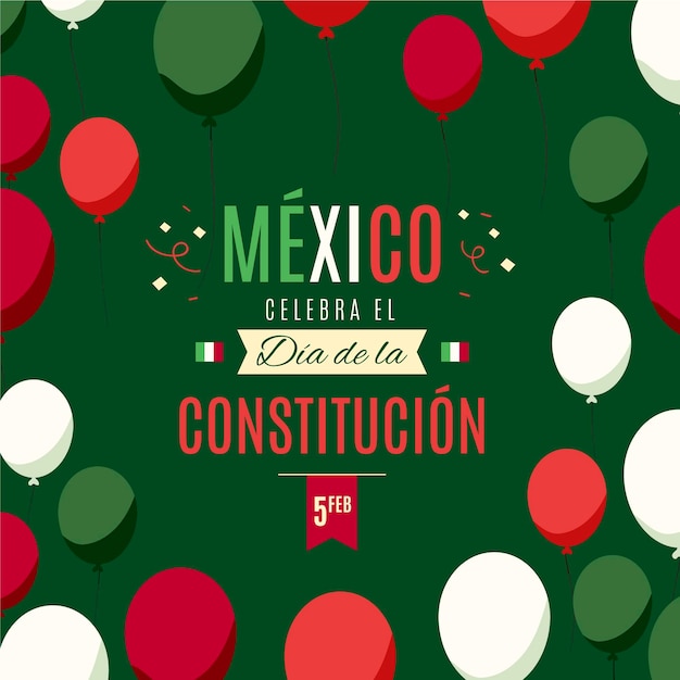 Flat design mexico constitution day