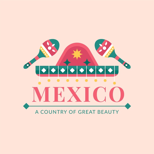 Free Vector flat design mexico logo with sombrero