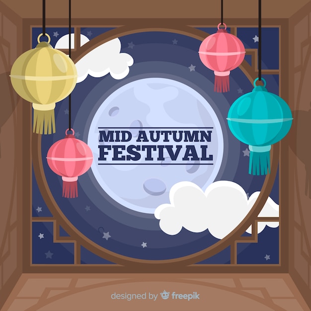 Free Vector flat design mid autumn festival