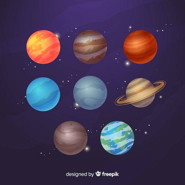 Flat design milky way planet collection