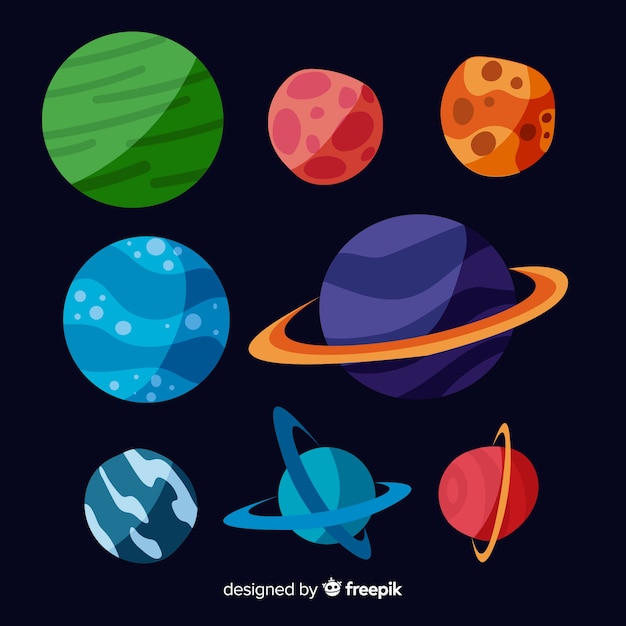 Flat design milky way planets