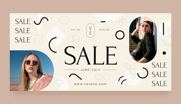 Flat design minimal atelier sale banner template