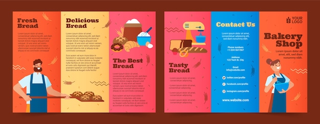 Flat design minimal bakery brochure template