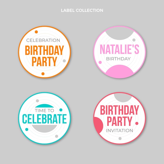 Flat design minimal birthday labels