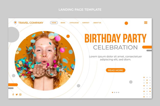 Flat design minimal birthday landing page