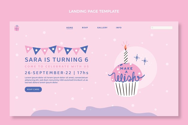 Flat design minimal birthday landing page